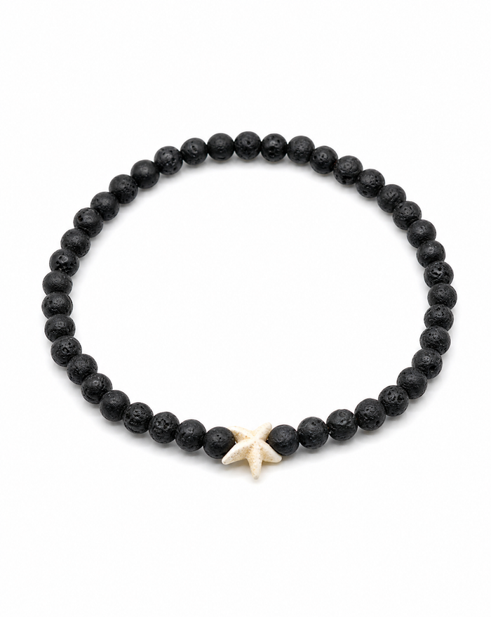 Starfish with 4mm Lava Bead Bracelet