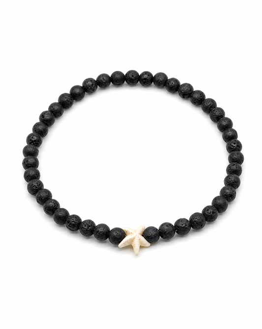 Starfish with 4mm Lava Bead Bracelet