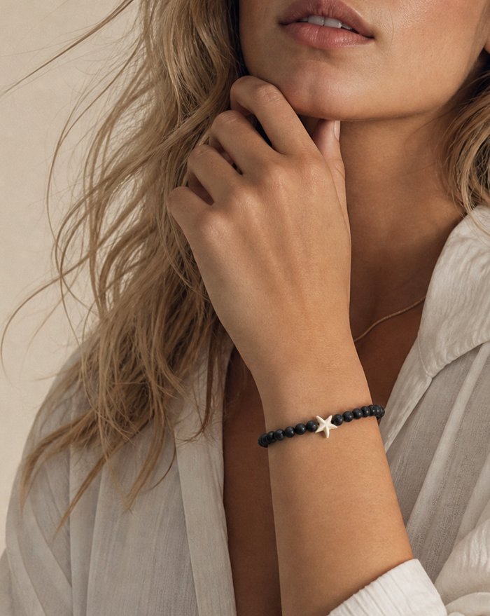 Starfish with 4mm Lava Bead Bracelet