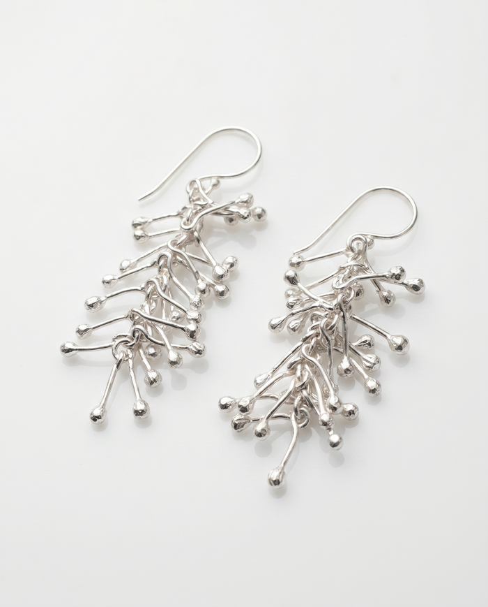 Sterling Silver Abstract Coral Drop Earrings
