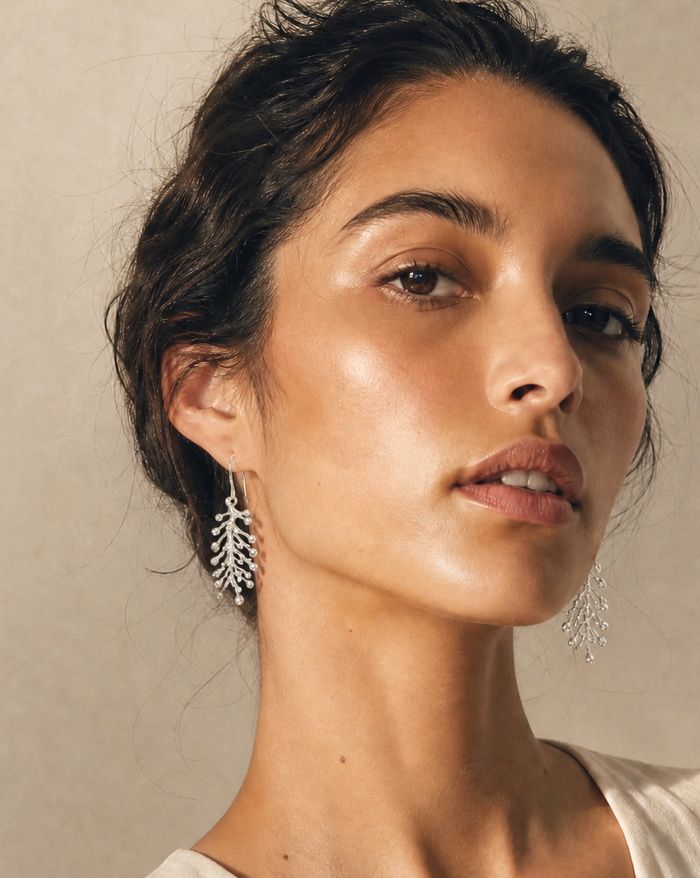 Sterling Silver Abstract Coral Drop Earrings