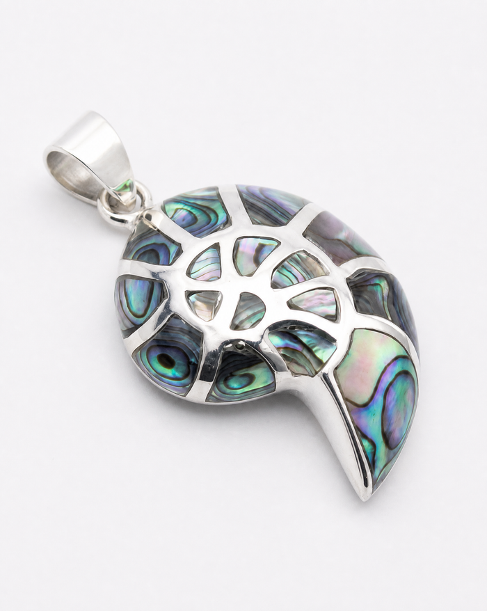 Sterling Silver Shell Pendant with Abalone Inlay