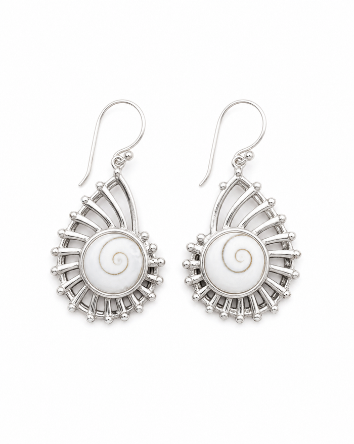 Sterling Silver Shiva Eye Shell Earrings