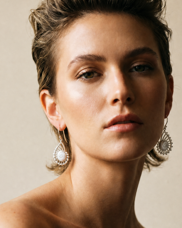 Sterling Silver Shiva Eye Shell Earrings