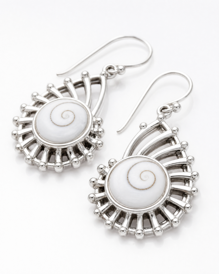 Sterling Silver Shiva Eye Shell Earrings