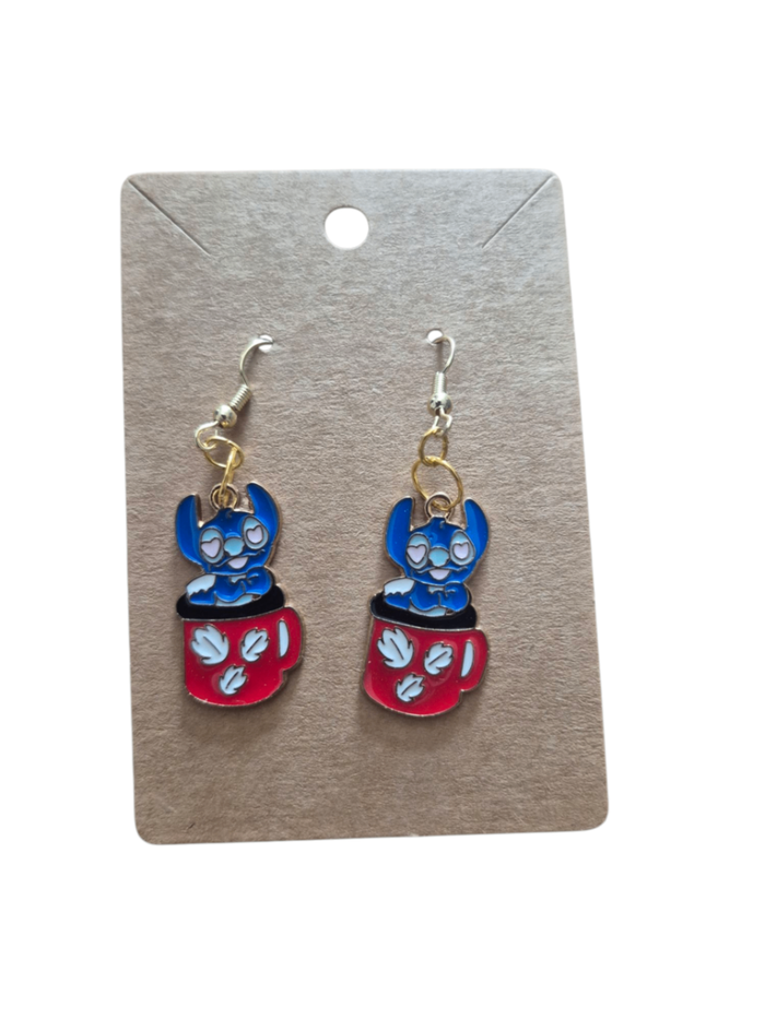 Stitch in coffee cup earrings