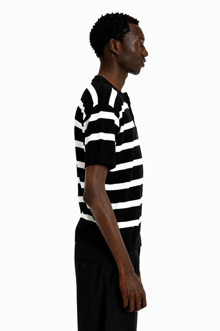 Striped Knit Henley Shirt