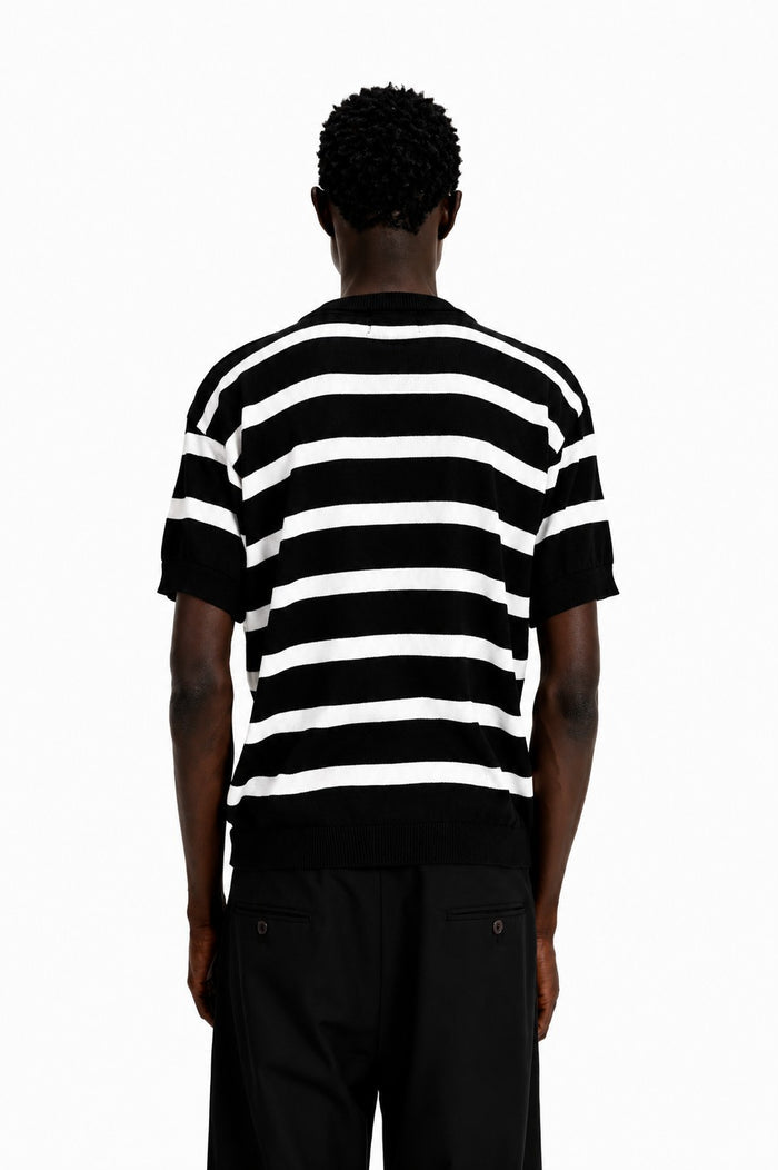 Striped Knit Henley Shirt