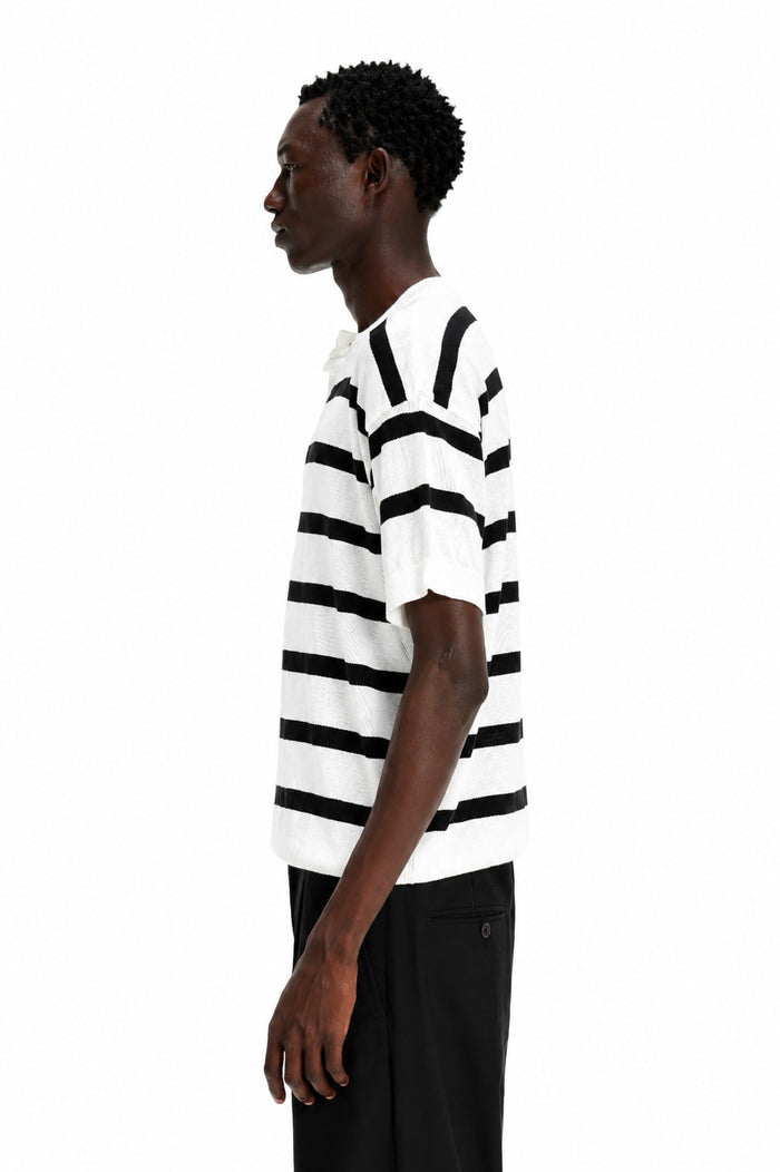 Striped Knit Henley Shirt