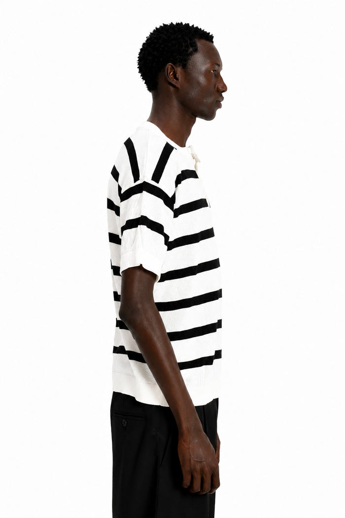 Striped Knit Henley Shirt
