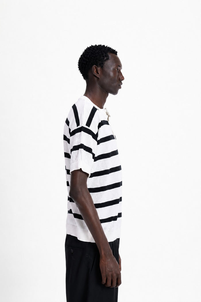 Striped Knit Henley Shirt
