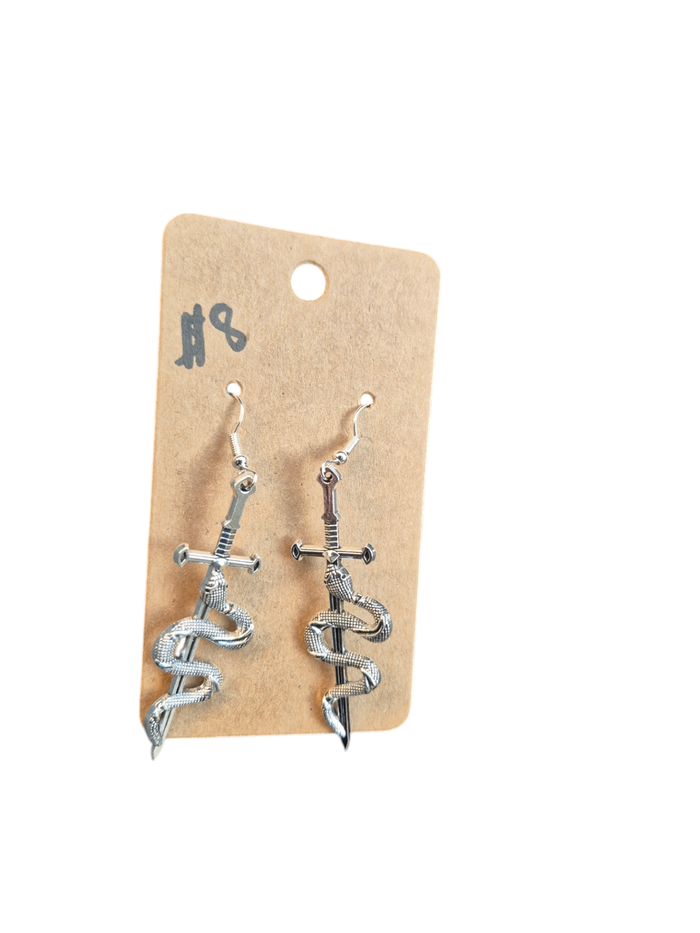 Sword and snake earrings