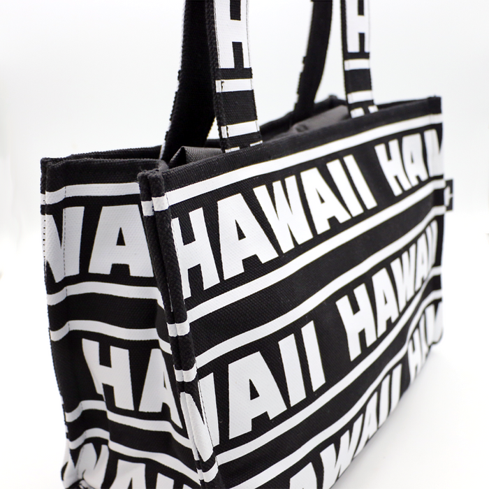 The Hawaii Tote - Black with White - Side View 1