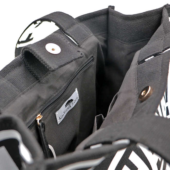 The Hawaii Tote - Black with White - Side View 2