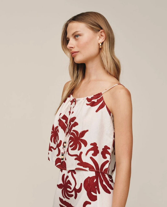 Tie Front Cami - Island Damask