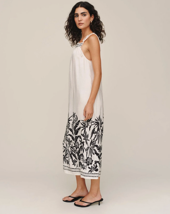 Tie Strap Maxi Dress - Botanic Border