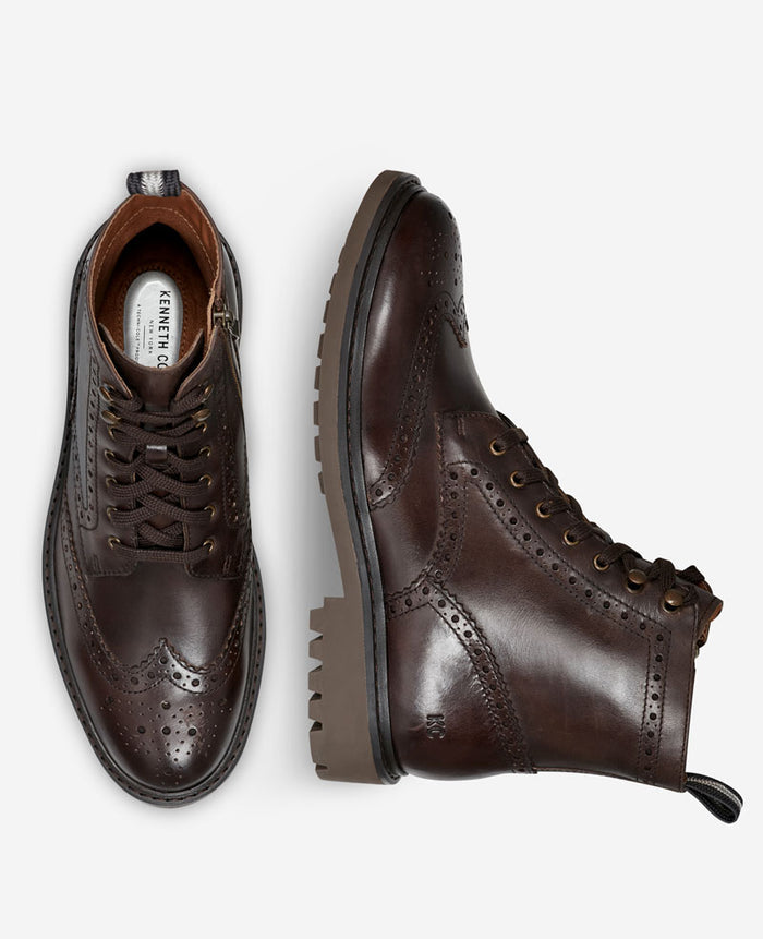 Todd Wingtip Lace Up Lug Sole Boot