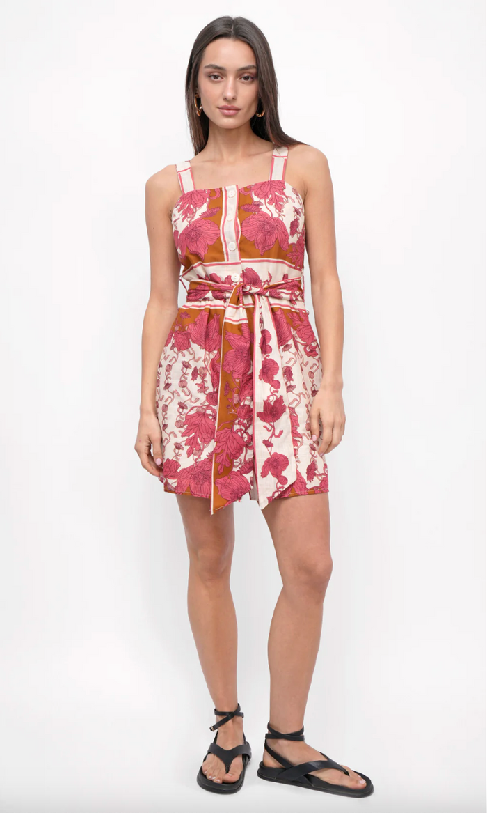 Tristin Mini Dress - Ecru/ Coral