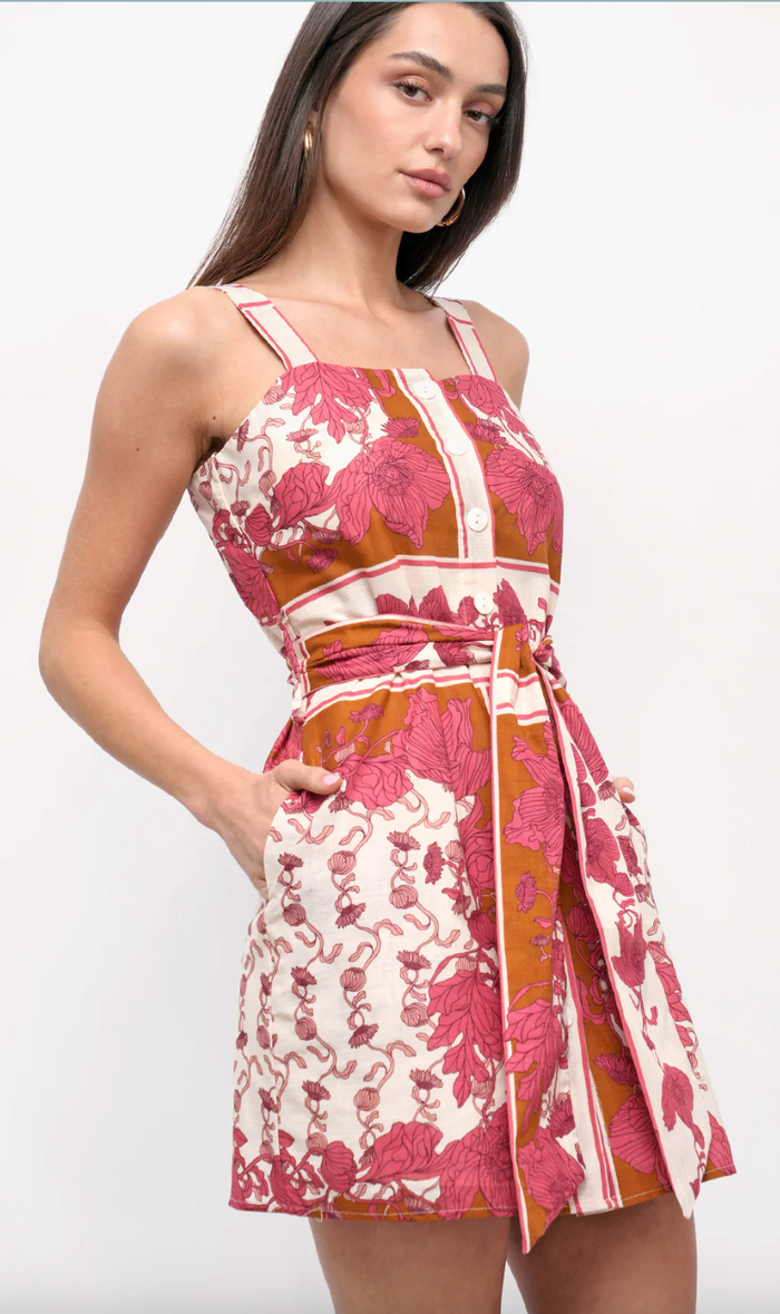 Tristin Mini Dress - Ecru/ Coral