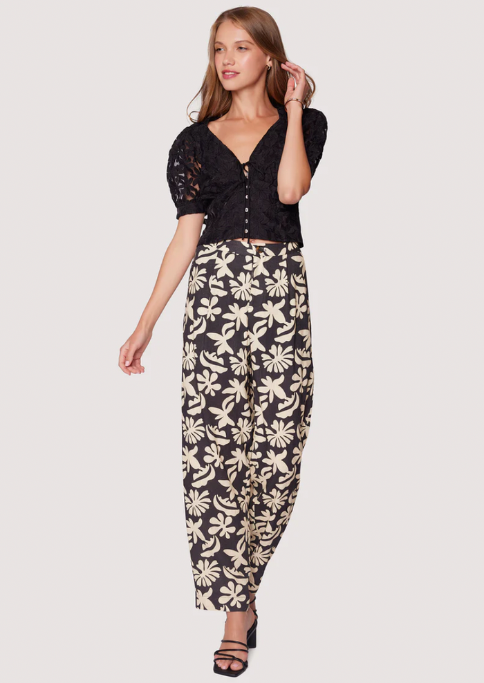 Tropic Flair Pant - Black & Cream