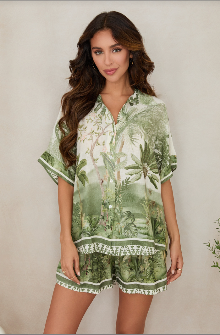 Tropical Palm Shorts - Green