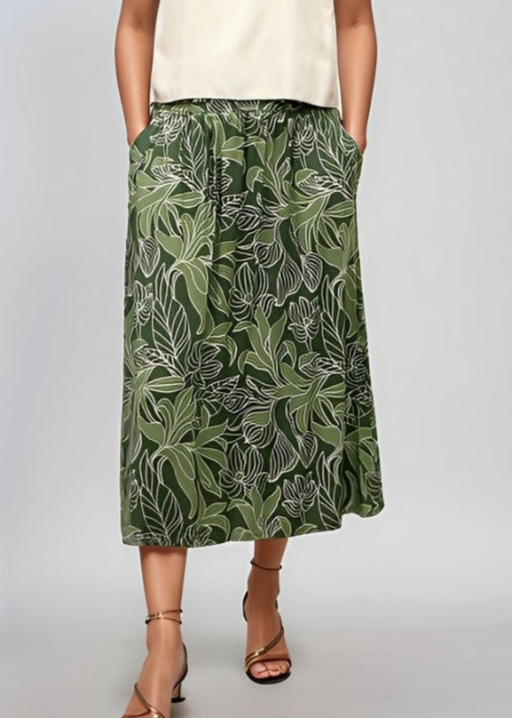Tuahine Midi Skirt in Tropical Green
