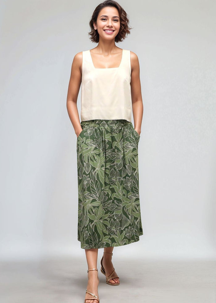 Tuahine Midi Skirt in Tropical Green