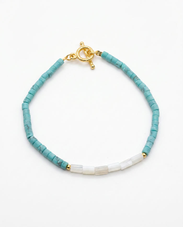 Turquoise and Afghan Stone Bead Bracelet