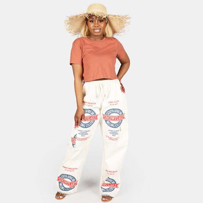 Uniquely South African Unisex Snowflake Bag Cargo Pants - Cream