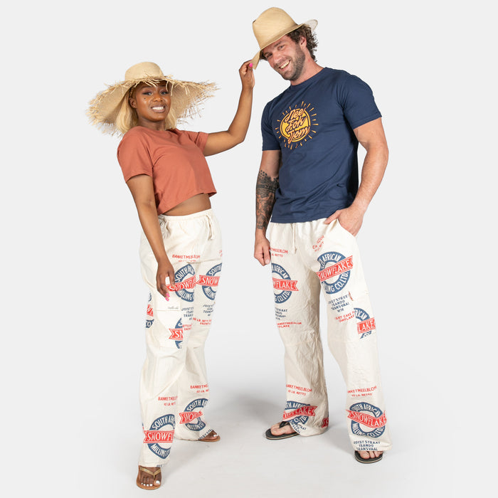 Uniquely South African Unisex Snowflake Bag Cargo Pants - Cream