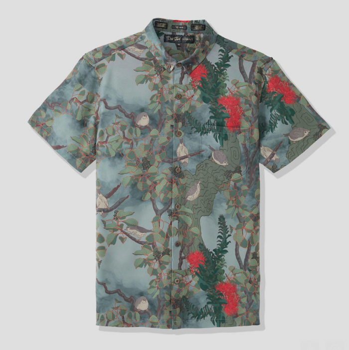 Vanishing Akikiki Gray Aloha Shirt