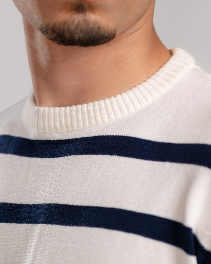 White Stripe knit T-shirt