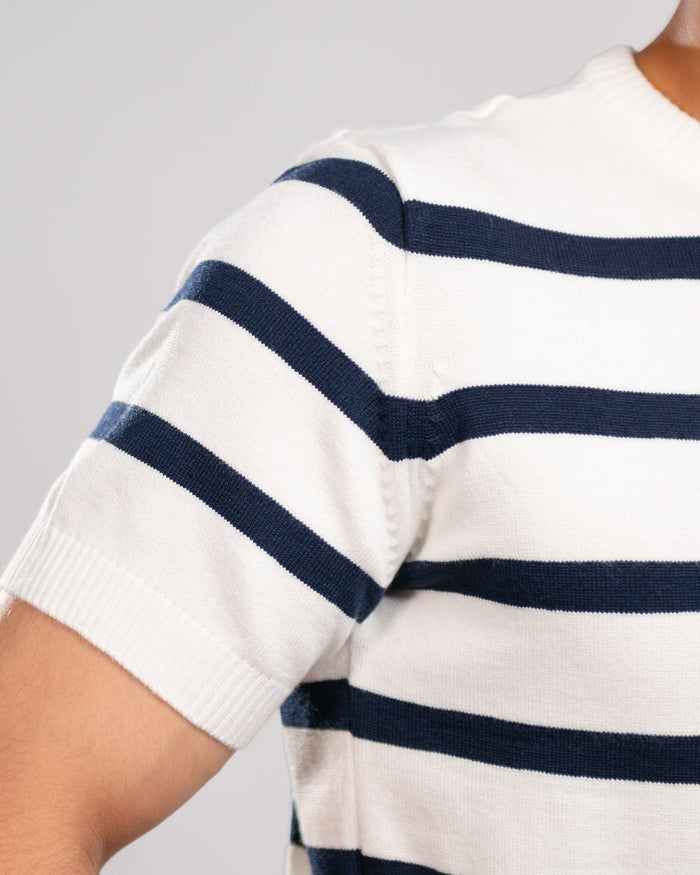 White Stripe knit T-shirt