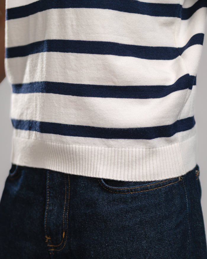 White Stripe knit T-shirt