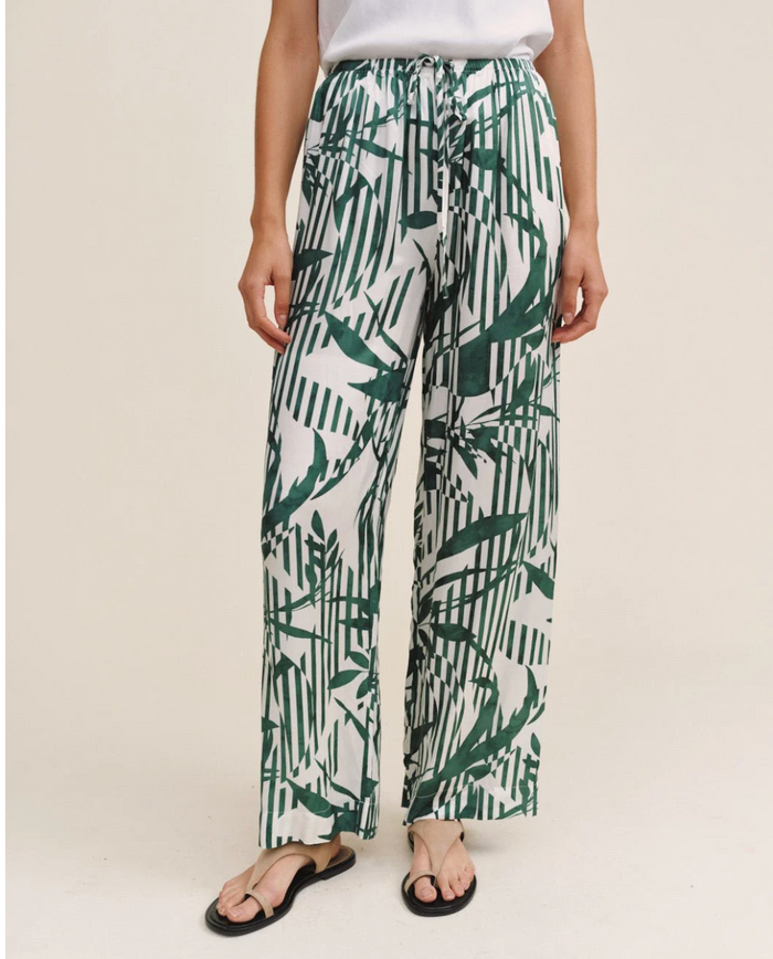 Wide Leg Pant with Wide Hem - Palm Paradise