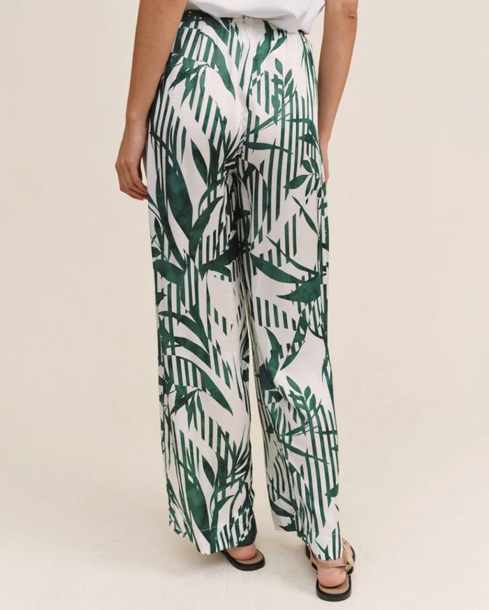 Wide Leg Pant with Wide Hem - Palm Paradise