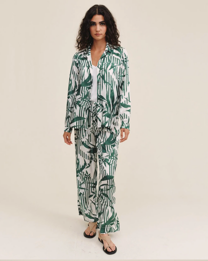 Wide Leg Pant with Wide Hem - Palm Paradise