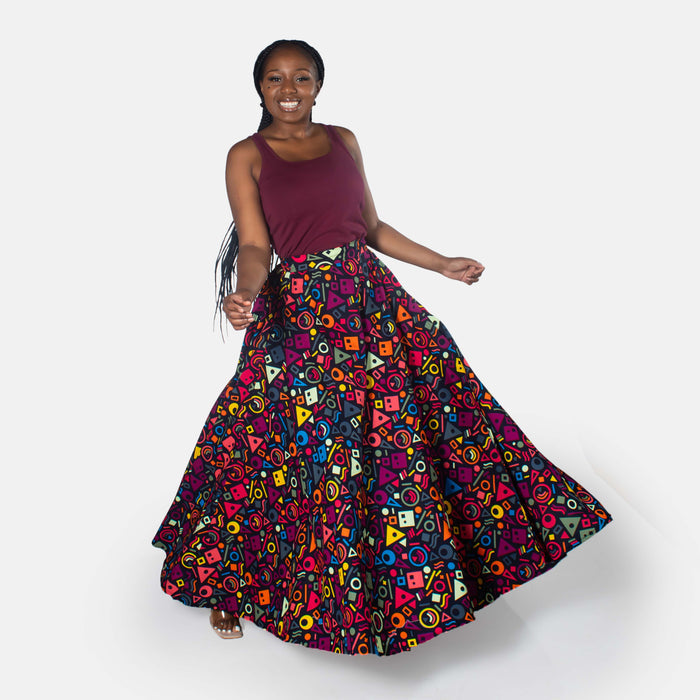 Woman's Busi Wrap Cotton Skirt - Black