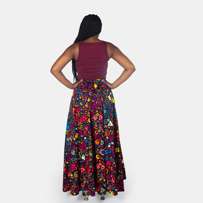 Woman's Busi Wrap Cotton Skirt - Black