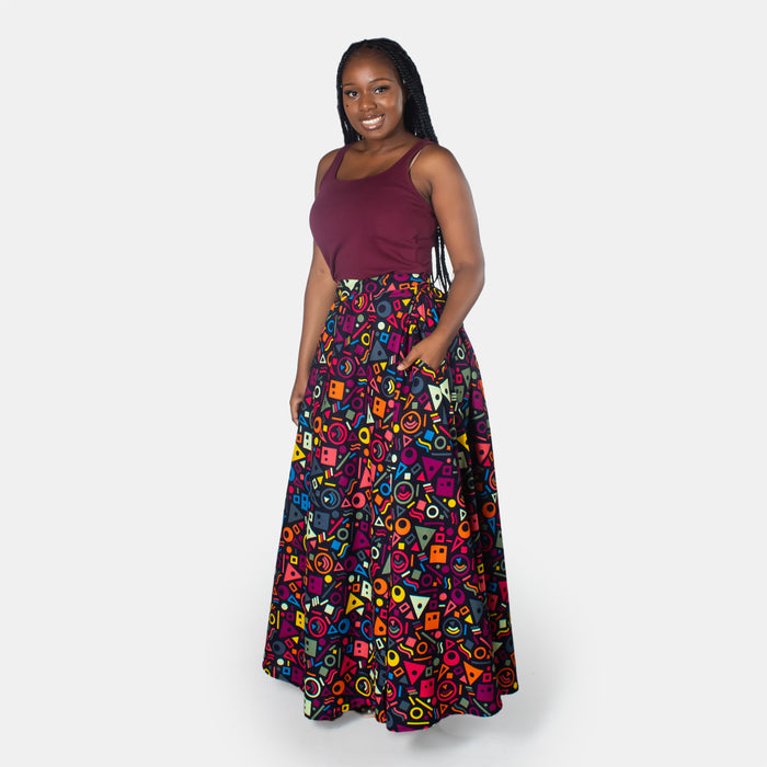 Woman's Busi Wrap Cotton Skirt - Black