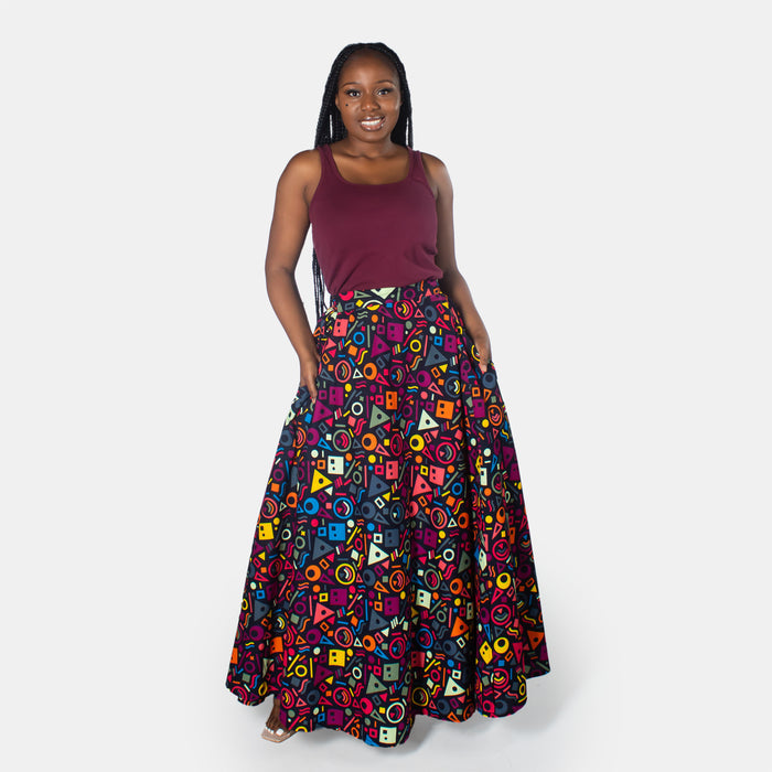 Woman's Busi Wrap Cotton Skirt - Black