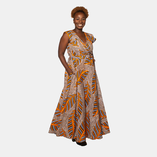 Woman's Leafy Sponono Spring Dress - Stone