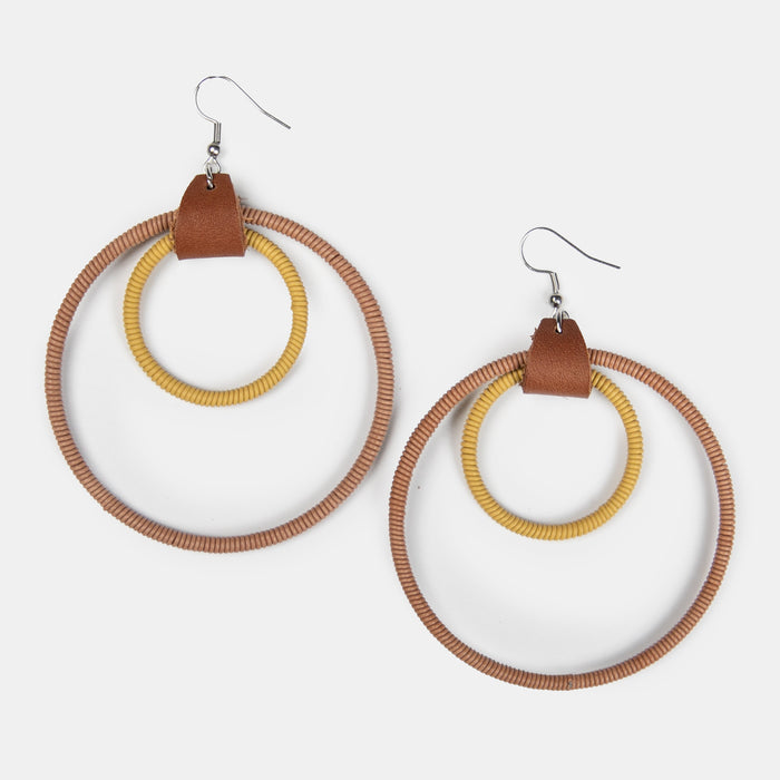Women's Double Wire Earrings - Mustard