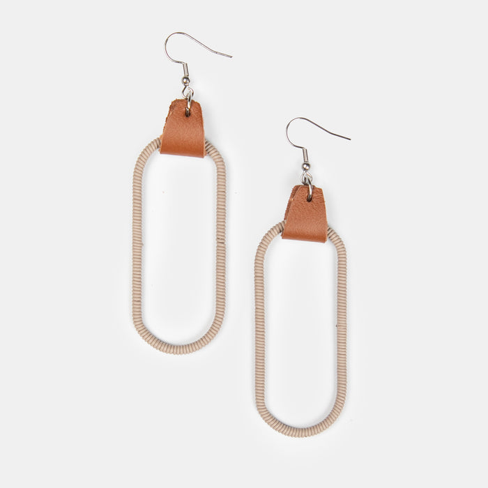 Women's Oval Wire Earrings - Stone