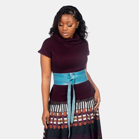 Women's Wrap Around Leather Belt - Teal