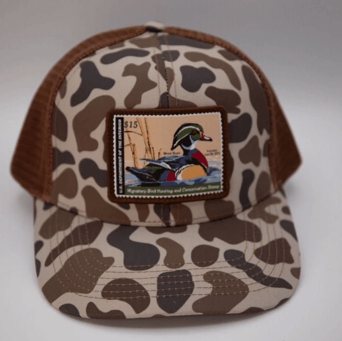 Woodley Co Duck Stamp Hat Wood Duck 12’-13’ Woodley Co Headwear Rivers and Glen Trading Co